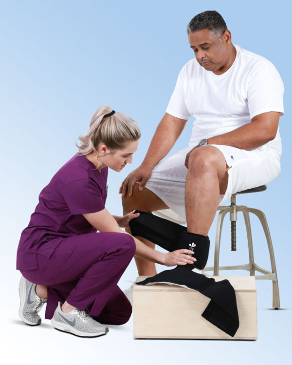 Nurse Applying the SMI Foot & Ankle Wrap